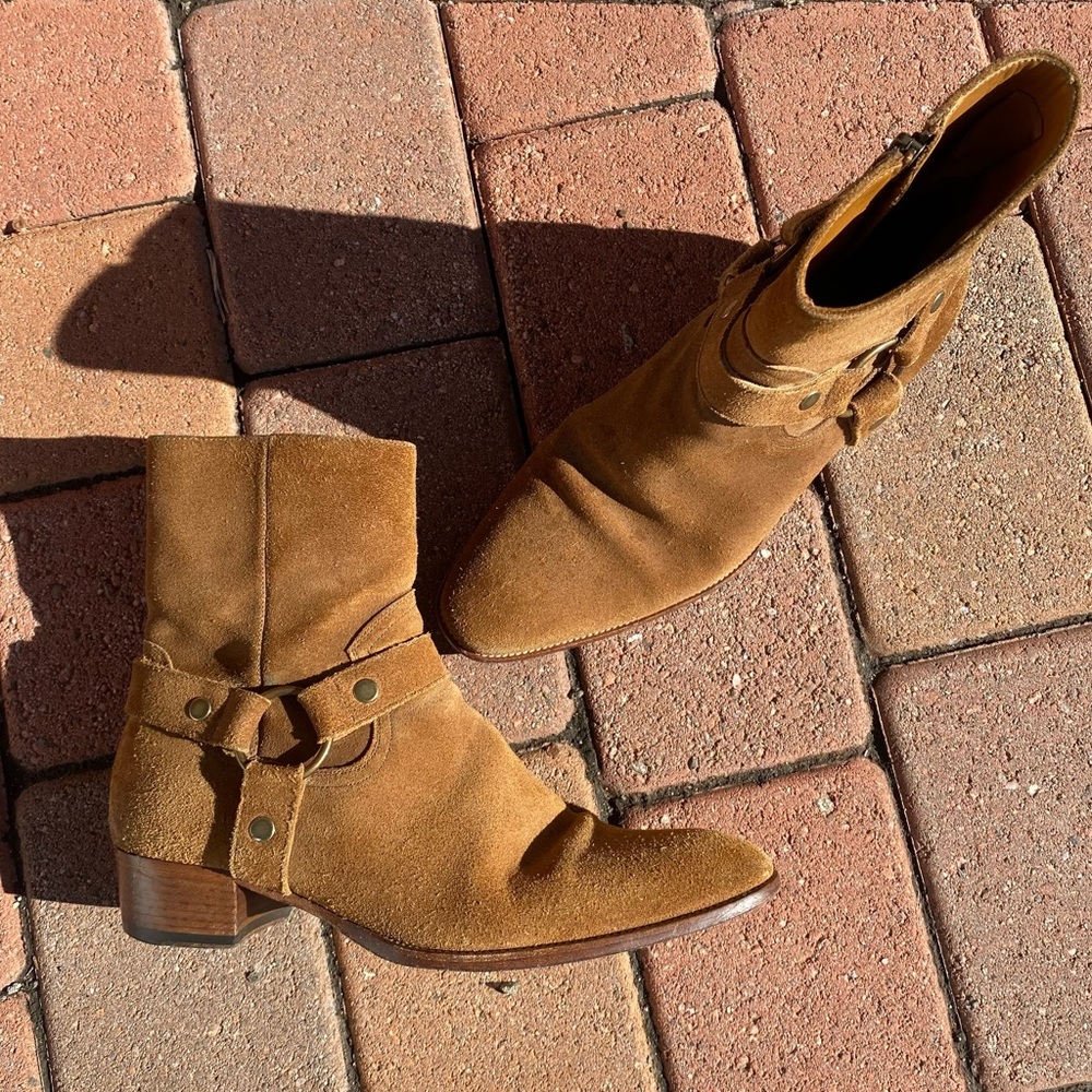 Saint Laurent Wyatt Harness Suede Boots